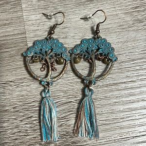 Patina Copper Tree of Life Earring Bohemian Dangle Rustic Boho Copper Jewelry